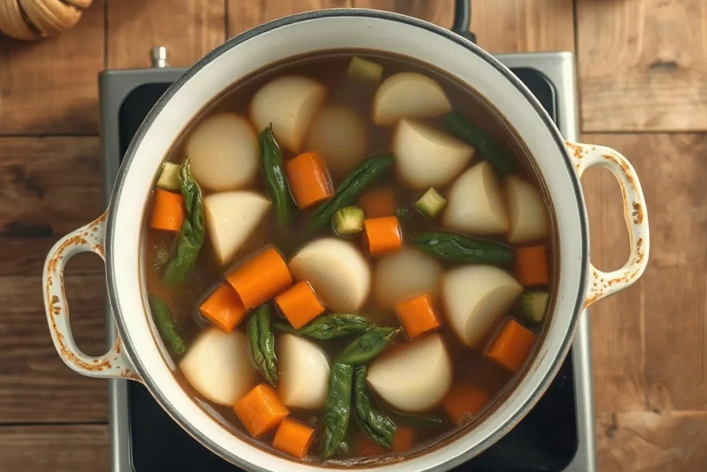 Caldos caseros: fondo de verduras y pollo