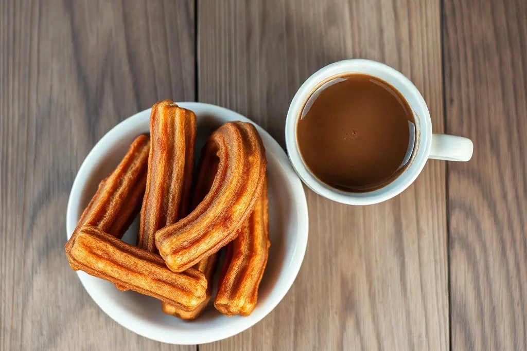 Churros caseros con chocolate a la taza