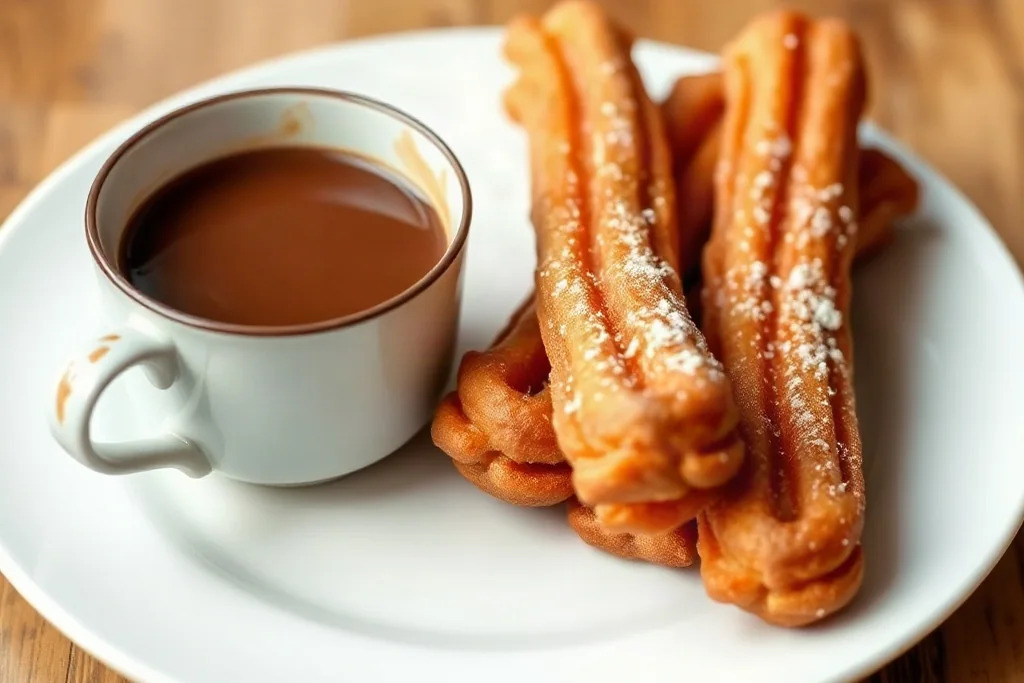 Churros caseros con chocolate a la taza