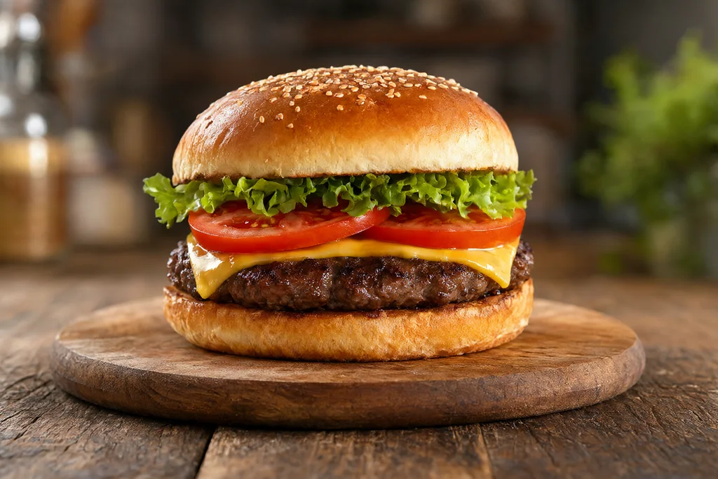 Hamburguesa casera jugosa