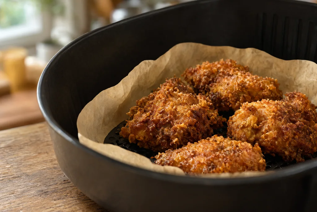 Pollo frito en freidora de aire